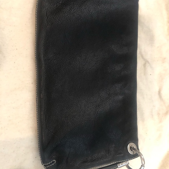 Talbots Black Leather Foldover clutch bag NWT - Picture 5 of 6